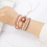 Strawberry Quartzs Wrap Bracelets Hematite Rhodonite Boho Bracelet