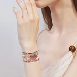 Strawberry Quartzs Wrap Bracelets Hematite Rhodonite Boho Bracelet