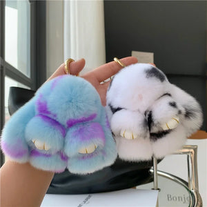 Real Rabbit Fur Plush Bunny Keychain Women Bag Pendant