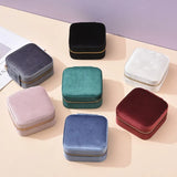 Plush Velvet Jewelry Box Geometric Travel Zipper Case Necklace Earring