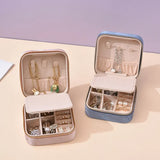 Plush Velvet Jewelry Box Geometric Travel Zipper Case Necklace Earring