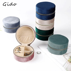 Plush Velvet Jewelry Box Necklace Ring Organizer
