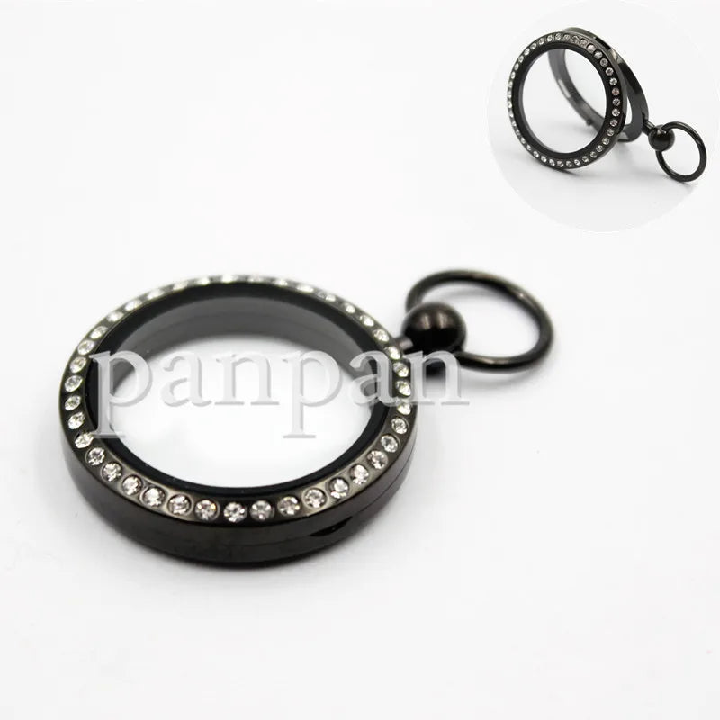 30mm Magnetic Crystal Stainless Steel Floating Locket Pendant