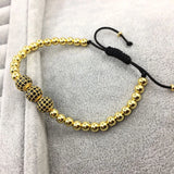 Pohier Men's Charm Bracelets with CZ Balls and Beads Macrame Jewelry