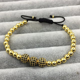 Pohier Men's Charm Bracelets with CZ Balls and Beads Macrame Jewelry