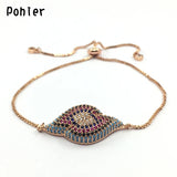 Pohier CZ Evil Eye Bracelet, Charms Micro Pave Chain for Women