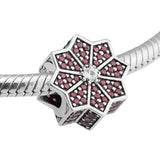 Poinsettia Red & Clear CZ Charm Sterling Silver Jewelry Charms