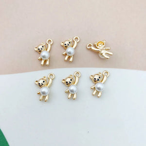 Pearl Spray Paint Bear Pendant DIY Earring Material Girl Jewelry Accessories