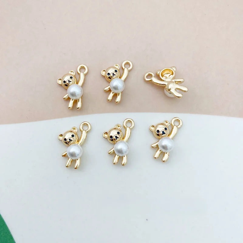 Pearl Spray Paint Bear Pendant DIY Earring Material Girl Jewelry Accessories