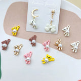 Pearl Spray Paint Bear Pendant DIY Earring Material Girl Jewelry Accessories