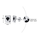 Poker Card Earrings Stud Stainless Steel Spade Playing Card Party Brincos