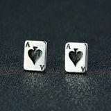 Poker Card Earrings Stud Stainless Steel Spade Playing Card Party Brincos