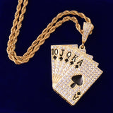 Poker Card Pendant Necklace Men's Hip Hop Rock Jewelry