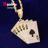 Poker Card Pendant Necklace Men's Hip Hop Rock Jewelry