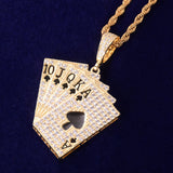 Poker Card Pendant Necklace Men's Hip Hop Rock Jewelry