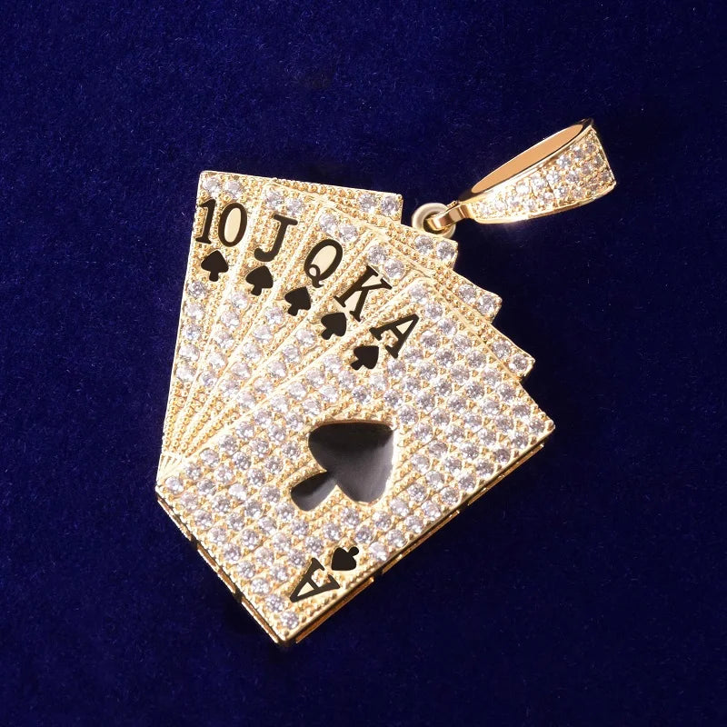 Poker Card Pendant Necklace Men's Hip Hop Rock Jewelry