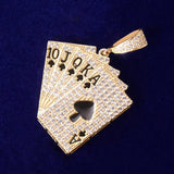 Poker Card Pendant Necklace Men's Hip Hop Rock Jewelry