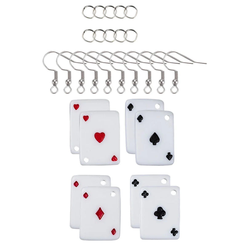Poker Playing Charm Jewelry Earrings Charms Necklace DIY Pendants