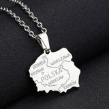 Poland Map Pendant Necklace Stainless Steel Female Choker Polish Jewelry