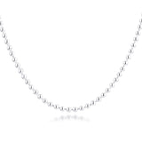 Sterling Silver Ball Chain Necklace Women Clear CZ Pendant Jewelry