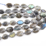 Labradorite Stone Beads Faceted Octangle Slab Necklace Craft