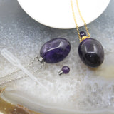 Amethyst Perfume Bottle Pendant, Crystal Diffuser Necklace