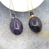 Amethyst Perfume Bottle Pendant, Crystal Diffuser Necklace