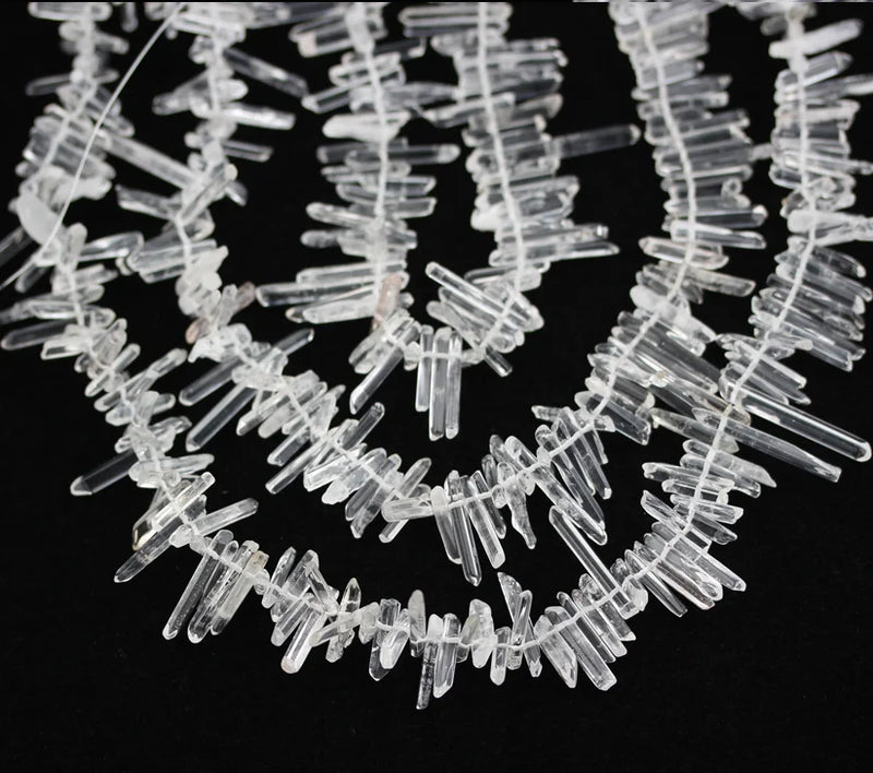Natural Crystal Sticks Beads Raw Quartz Stones Points Necklace