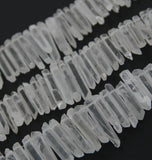 Natural Crystal Sticks Beads Raw Quartz Stones Points Necklace