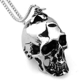 Stainless Steel Heavy Gochic Skull Pendant Men's Boy's Jewelry Pendant Necklace