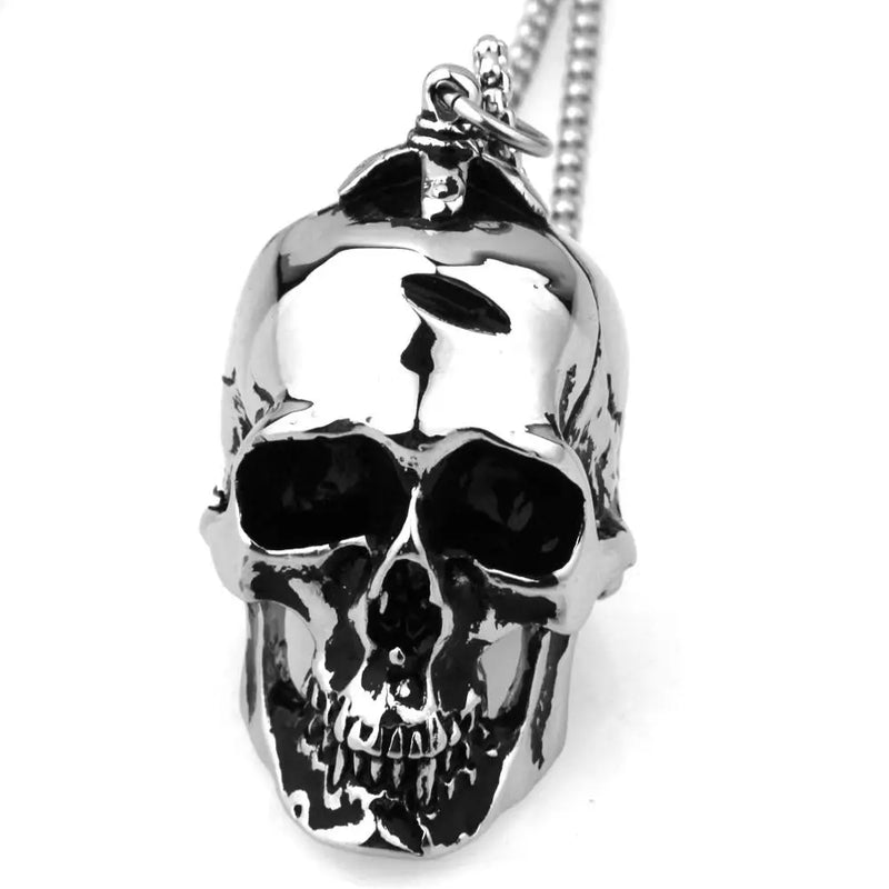 Stainless Steel Heavy Gochic Skull Pendant Men's Boy's Jewelry Pendant Necklace