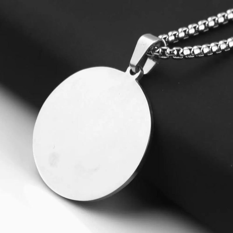 Stainless Steel Silver ID Pendant Necklace 24''