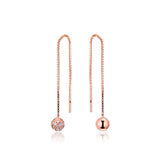 Rose Gold Bead Dangle Earrings for Women Long Chain Small Ball Women Earrings