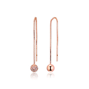 Rose Gold Bead Dangle Earrings for Women Long Chain Small Ball Women Earrings