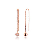 Rose Gold Bead Dangle Earrings for Women Long Chain Small Ball Women Earrings