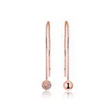 Rose Gold Bead Dangle Earrings for Women Long Chain Small Ball Women Earrings