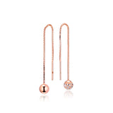 Rose Gold Bead Dangle Earrings for Women Long Chain Small Ball Women Earrings