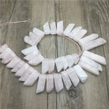 Polished Rose Crystal Quartz Spike Slice Beads for Necklace Making
