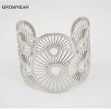 Silver Geometric Bangle Bracelet Stainless Steel