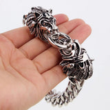 Stainless Steel Lion Head Bracelet for Men Heavy