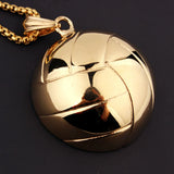 Polished Stainless Steel Volleyball Pendant Necklace 24inch