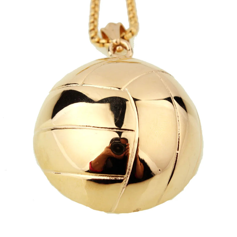 Polished Stainless Steel Volleyball Pendant Necklace 24inch