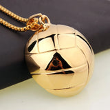 Polished Stainless Steel Volleyball Pendant Necklace 24inch
