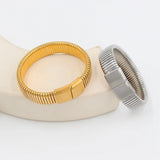 Polished Stainless Steel Magnetic Clasp Elastic Bracelet