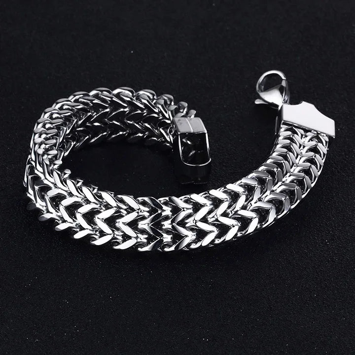 Stainless Steel Wide Link Chain Bracelet for Men Punk Jewelry