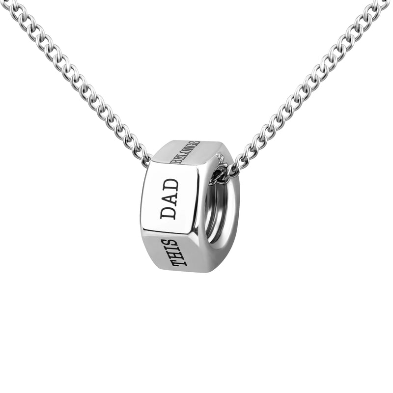 PolishedPlus Screw Necklace Stainless Steel Bolt Nut Hexahedron Pendant