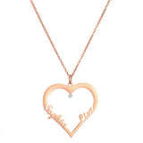 Personalized Double Name Necklace Heart Pendant