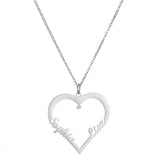 Personalized Double Name Necklace Heart Pendant