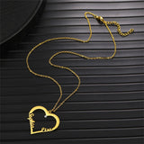 Personalized Double Name Necklace Heart Pendant