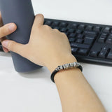 Men's Personalized Stainless Steel Leather Bracelet With Skull Beads